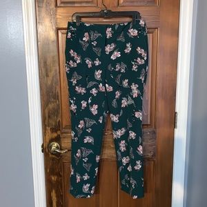 green and flower dress pant
